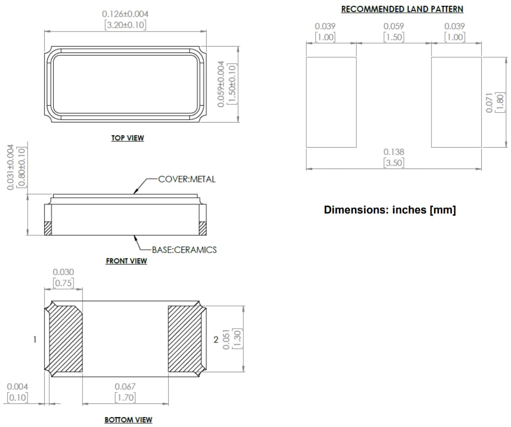 Mechanical Drawing - Abracon ABS07N Crystals